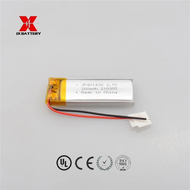 Customized Rechargeable JP401438 3.7V 200mAh 0.74Wh Li Polymer Battery For Medical Device Customized Rechargeable JP401438 3.7V 200mAh 0.74Wh Li Polymer Battery For Medical Device